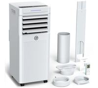 Climatiseur Mobile avec évacuation 9000 BTU,Climatiseurs 3 in 1 Refroidisseur/Ventilateur/Déshumidificateur/Mode nuit,Inclus Minuterie, Roulettes 360°,Tuyau D'échappement, Télécommande&Displays