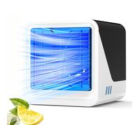 Climatiseur mobile avec refroidissement à eau 500 ml, ventilateur USB silencieux avec 3 vitesses et 7 lumières de couleur, climatiseur mobile sans tuyau d'évacuation pour chambre, appartement, noir