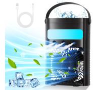 Climatiseur mobile, Climatiseur portable, refroidisseur d'air évaporatif 600 ml 3 vitesses, mini climatiseur avec 7 lumières LED, minuterie 1-3H, Climatiseur pour voiture, bureau, maison