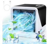 Climatiseur Mobile 3 en 1 Type C Ventilateur Silencieux Réservoir d'eau 500ml 3 Vitesses 7 Couleurs Veilleuse Mini Climatiseur Sans Tuyau D'évacuation Refroidisseur d'air Convient pour Chambre