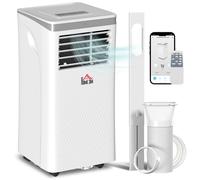 HOMCOM Climatiseur mobile 10000 BTU, climatiseur portable 4 en 1 refroidissement, déshumidificateur, ventilateur, mode nuit, WiFi, App & Vocal, télécommande, minuteur 24H, 2 vitesses, 30m