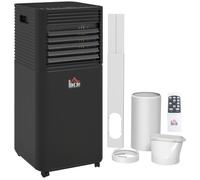HOMCOM Climatiseur mobile 7000 BTU 2,1KW climatiseur portable 4 en 1 déshumidificateur, refroidissement, ventilateur et modes sommeil, télécommande, minuterie 24H, jusqu'à 26 m², classe A, noir