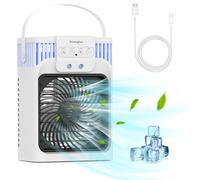 Climatiseur Mobile,MiNi Climatiseur Mobile Silencieux Portable, Refroidisseur D'air 4 en 1, 3 Vitesses, Fonction De Synchronisation,Adapté Au Camping De Bureau De Chambre à Coucher (Blanc)