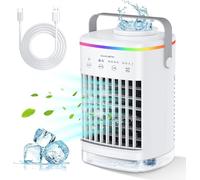 Climatiseur mobile, portable, 3 en 1, 700 ml, mini climatiseur avec 4 vitesses et 3 modes de brume, minuterie 2/4/6/8 H, 7 couleurs, mini refroidisseur d'air LED de nuit pour la maison, le bureau, la