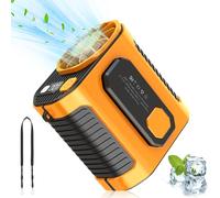 Climatiseur mobile, portable, avec batterie de 5000 mAh, durée de fonctionnement maximale de 8,5 h, 100 vitesses, pour l'extérieur, l'intérieur, la voiture, les voyages (orange)