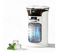Climatiseur mobile portable, réservoir d'eau de 880 ml pour mini refroidisseur d'air par évaporation avec fonction brumisation, ventilateur silencieux à 3 vitesses pour la maison, le bureau, les
