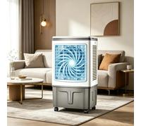 Climatiseur Mobile Refroidisseur d'air Portable 30L, Ventilateur Silencieux Économe avec Roulettes, Évaporatif 3 Vitesses, Oscillation 120°, Minuterie 7 H, pour la Maison et le Bureau