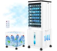 Climatiseur Mobile Sans Évacuation, 14L 60W Climatiseur Mobile Silencieux avec Minuterie de 12H, 3 Modes, 40dB, Réservoir d'eau Amovible, Télécommande, Refroidisseur d'air Climatisation pour Chambre