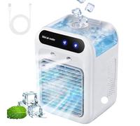 Climatiseur Mobile Sans Évacuation 500ml, Mini Rafraîchisseur d‘Air Portable 4-en-1 avec Brumisation, Ventilateur Silencieux USB, Double Vitesse, Réservoir d’Eau pour Bureau Chambre Camping