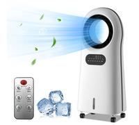Climatiseur mobile sans évacuation multifonction -Ventilateur sans pale, air froid, humidification, purification ionique, 3