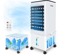 Climatiseur Mobile Sans Tuyau D'Évacuation-10 L-60 W-Avec Minuterie 12 H-40 Db-Oscillation À 120°-Réservoir D'Eau Amovible-Télécom