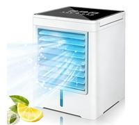 Climatiseur mobile sans tuyau d'évacuation, 470 ml, refroidisseur d'air avec refroidissement à eau, ventilateur USB silencieux avec 3 niveaux, minuterie et écran tactile, climatiseur mobile pour