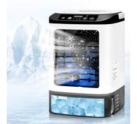 Climatiseur mobile silencieux,4 vitesses climatiseur portable, climatiseur mobile sans évacuation,réservoir 900 ml,bac à glace, moule à glaçons, 7 LED, idéal maison, bureau et voyage.