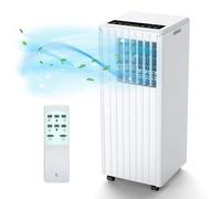 Climatiseur Mobile Silencieux 9000 BTU avec Évacuation, Climatisation Portable Prêt à Poser 2600W, 5-en-1 Climatiseur Portable avec Kit de Fenêtre et Télécommande pour Maison Bureau