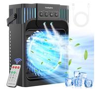 Climatiseur Mobile Silencieux avec Télécommande,1200 ML Mini Rafraichisseur d'air avec 3 Vitesses & 3 Brumes, 2-8H Timer,USB &7 LED,Petit Clim Mobile pour Chambre et Bureau(10W)