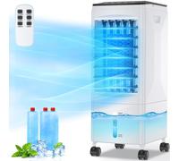 Climatiseur Mobile Silencieux Refroidisseur d'air 5.5L Climatiseurs Portables Économie d'énergie Ventilateur Humidificateur avec 3 Vitesses, Télécommande, 1-7H Minuterie, pour Maison Bureau Chambre