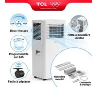 Climatiseur Mobile TCL P09F4CW1 3en1 9000 BTU Ventilateur Kit Fenêtre INCLUS