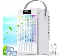 Climatiseur portable, 1500 ml, 4 vitesses de vent et 2 modes de pulvérisation, ventilateur de refroidissement personnel avec minuterie de 2 à 6 heures et veilleuse 7 couleurs, convient pour la maison