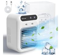 Climatiseur portable, 25 W, rechargeable, 2 pulvérisateurs, ventilateur de refroidissement personnel avec 2 vitesses, climatiseurs de petite pièce pour chambre, bureau, extérieur