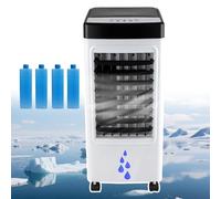 Climatiseur Portable 3 En 1 6 L Amélioré Avec 4 Blocs Réfrigérants, 3 Vitesses Et Humidificateur | Alimentation D'air Grand Angle | Roulettes 360°, Faible Bruit, Pour Camping-Car