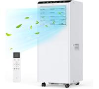 Climatiseur Portable 3 en 1 9000BTU/H, Ventilateur Déshumidification Télécommande Double Affichage Numérique Timer 24H Mode Veille