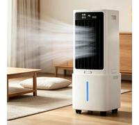 Climatiseur portable 3-en-1 sans tuyau, refroidisseur évaporatif avec télécommande, réservoir 12L, 2 blocs de glace, affichage numérique, 3 vitesses, minuterie silencieuse 12H