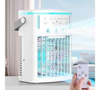 Climatiseur portable 4 en 1 avec 3 modes de brumisation, veilleuse et minuterie 2-8 h. Refroidisseur d'air par évaporation, mini humidificateur personnel pour chambre, camping et bureau.