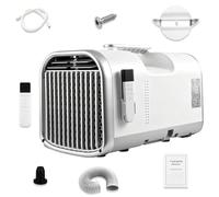 Climatiseur Portable 4400 BTU Auto-Évaporation, Climatisation de Camping avec Raccordement Double Conduit, Sans Vidange pour Tente, Caravane et Fourgon Aménagé