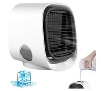 Climatiseur portable Airabreeze alimenté par USB, 3 vitesses avec lumière LED nocturne, ventilateur de bureau léger pour la maison, le bureau, la chambre et les voyages white