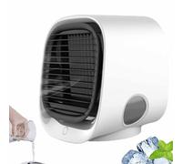 Climatiseur Portable Airabreeze, Ventilateur De Refroidissement De Bureau Ventilateur Usb, Mini Refroidisseur D'air Humidificateur Avec 3 Vitesses, Avec Réservoir Et Veilleuse Led white