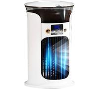Climatiseur portable avec double brumisation, mini refroidisseur d'air 3 en 1, humidificateur par évaporation alimenté par USB avec lumière LED, refroidissement à 3 vitesses, réservoir d'eau de 880 ml