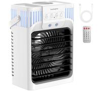 Climatiseur portable avec télécommande pour chambre à coucher, refroidisseur d'air évaporatif personnel 4 en 1 avec 3 vitesses et 3 brumes, veilleuse 7 couleurs, minuterie 2 à 8 heures, mini