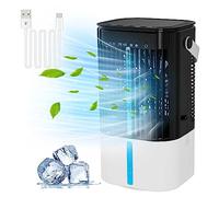 Climatiseur Portable, Climatiseur Mobile 1L, 4 en 1 Refroidisseur D'air, 90° Oscillation, 3 Vitesses de Ventilateur, 2 Modes de Brumisation