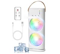 Climatiseur Portable, Climatiseur Mobile avec Télécommande, USB Ventilateur, Refroidisseur d'air, Humidificateur, 3 Vitesses, 3 Modes de Brume, Mini Climatiseur 7 Couleurs Lumière Colorée