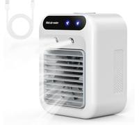 Climatiseur Portable, Climatiseur Mobile Silencieux, Refroidisseur d'air de 500 ml, Rafraichisseur d'air, 2 Vitesses, 2 Modes de Brumisation, Mini Climatiseur Adapté à la Coucher, Bureau
