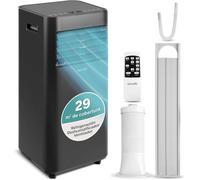 Climatiseur portable, climatiseur portable, pingouin, climatiseur 7000 BTU 2,05 kW, compact avec refroidissement, ventilateur et déshumidificateur, télécommande et kit fenêtre, noir