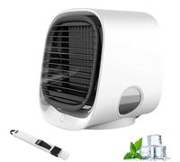 Climatiseur portable Frostyfuse, rafraîchisseur d'air Frostyfuse avec réservoir et veilleuse LED, nouveauté 2025, Airabreeze, 3 vitesses, refroidissement en 90 secondes, pour chambre/bureau (White)