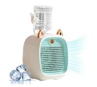 Climatiseur portable, mini ventilateur de climatiseur mignon avec réservoir d'eau de 270 ml, ventilateur de refroidissement à l'air de 2 ans et humidificateur, ventilateur de refroidissement personne