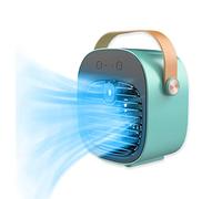 Climatiseur portable MiNi - Ventilateur USB à évaporation - 10 000 mAh - Sans fil - Rechargeable - 3 vitesses - Silencieux, convient pour le bureau, le salon, la chambre, la voiture, etc.