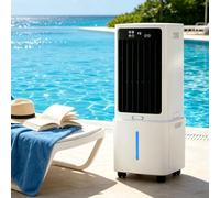 Climatiseur portable refroidisseur avec télécommande, 3 vitesses, réservoir amovible 12L, ventilateur évaporatif avec minuterie 12H, 2 blocs de glace, 3 modes de vitesse, pour maison bureau chambre