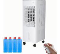 Climatiseur Portable, Refroidisseur d'air 4 en 1, climatiseur Portable sans Tuyau, Refroidisseur par évaporation, réservoir d'eau de 4 L, 8 L, 12 L avec 4 Blocs de Glace, 3 Vitesses de Vent