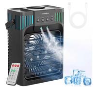 Climatiseur portable, refroidisseur d'air par évaporation 4 en 1 avec 3 vitesses, 3 modes et 7 lumières LED avec télécommande, minuterie de 2 à 8 h, mini climatiseur personnel de 1200 ml pour chambre