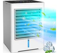 Climatiseur portable, refroidisseur d'air par évaporation avec 3 vitesses, climatiseur personnel USB tactile avec minuterie de 1/3/6h, mini ventilateur de refroidissement de bureau pour chambre