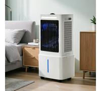 Climatiseur portable, réservoir 25L, ventilateur évaporatif 3-en-1 avec télécommande et écran LED, 3 vitesses, 3 modes, 2 blocs de glace, minuterie 12H pour maison chambre bureau