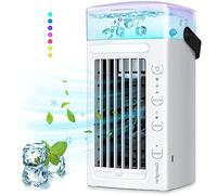 Climatiseur Portable Sans Tuyau - Avec 7 Couleurs Led LumièRes Climatiseur Mobile Cube, Dispositif De Refroidissement Personnel Rafraichisseur D'Air Chambre - Pour Le Bureau Des Voyages En Famille