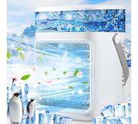 Climatiseur portable, ventilateur de refroidissement par évaporation rechargeable avec 3 vitesses, 2 minuteurs et 7 lumières LED, mini climatiseur USB, refroidisseur d'air personnel portable pour