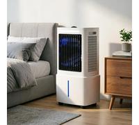 Climatiseur portable, ventilateur refroidisseur d'air évaporatif 3-en-1 avec télécommande et écran LED, 3 vitesses, 3 modes, réservoir 25L, 2 blocs de glace, minuterie 12H pour maison bureau chambre