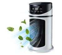 Climatiseurs portables, 9,5 '' Mini climatiseurs Small Tower ventilateur 6 Vitesses AC portable avec un réservoir d'eau de 300 ml 6H Timer Fan sans lame Ventilateur de brume silencieux pour le bureau