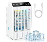 Climatiseurs portables : mini ventilateur AC refroidisseur par évaporation avec réservoir d'eau de 1000 ml, alimenté par USB, climatiseur personnel de voiture pour chambre, bureau, tente de camping