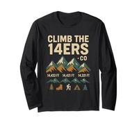 Climb the 14ers CO Shirt Randonnée Mountain Summits Rocky Trail Manche Longue